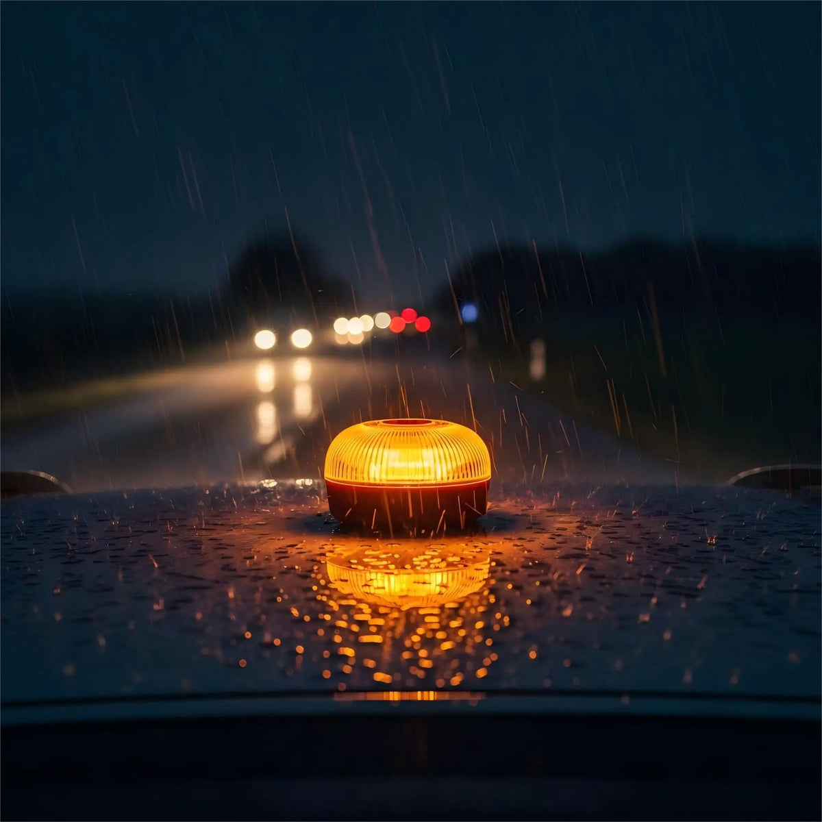 lampe signalisation rechargeable urgence orange blanche aimantée clignotante automatique sécurité moderne compact