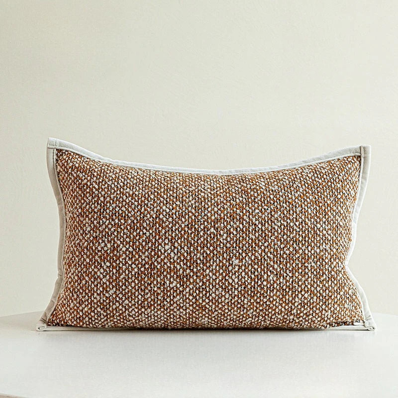 housse coussin rectangle polyester marron motif géométrique blanc contemporain décoration intérieure voiture