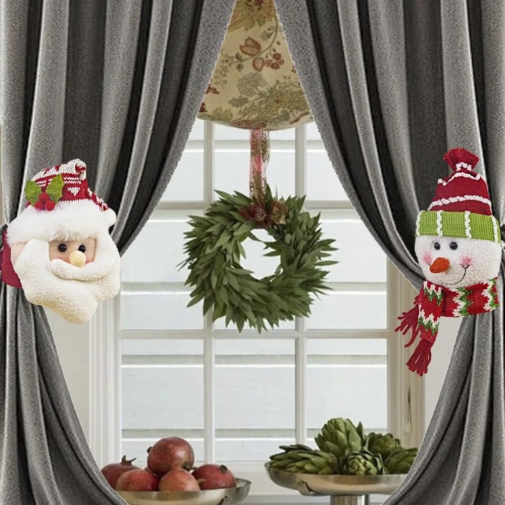 porte cordons fenêtre noël blanc rouge vert décoration père noël bonhomme neige adhésifs festive