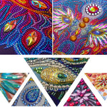 tableau diamants oiseaux fleurs multicolore moderne décoration murale adhésif création artisanale 30x30cm
