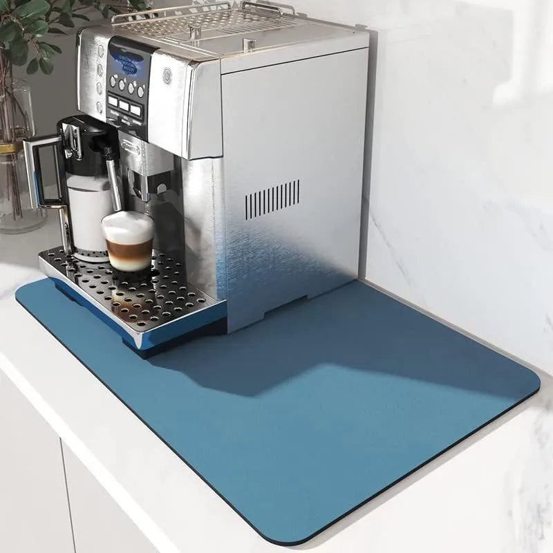 tapis protection machine anti goutte cuisine moderne rectangulaire absorption eau noir bleu