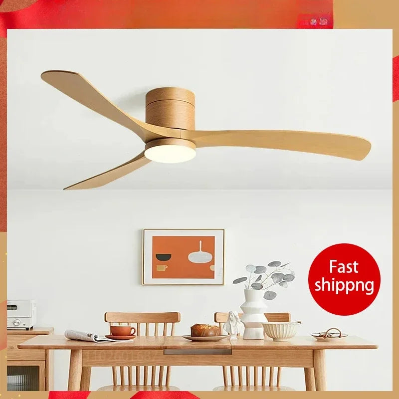 ventilateur moderne marron clair lampe led télécommande flux lumineux élevé certification cqc 110v 220v