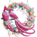 décoration murale artisanale peinture diamant motif floral violet blanc doré vert rose