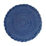 serviettes table boho chic bleu marine beige tissées rustiques décoration table événements maison