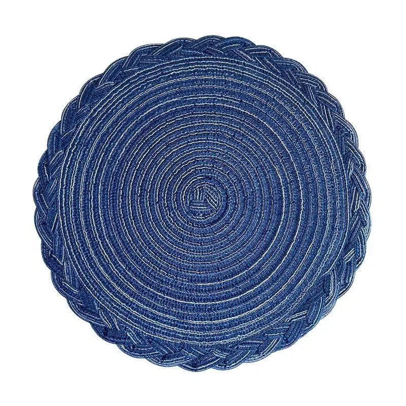 serviettes table boho chic bleu marine beige tissées rustiques décoration table événements maison