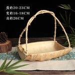 panier decoratif japonais bois texturé plateau rangement vert beige rustic champetre asiatique