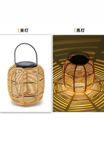 lanterne solaire tressée bambou rustique extérieure décoration jardin balcon ambiance led naturelle
