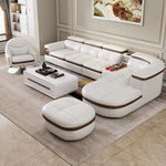 canapé d'angle moderne cuir blanc marron scandinave minimaliste