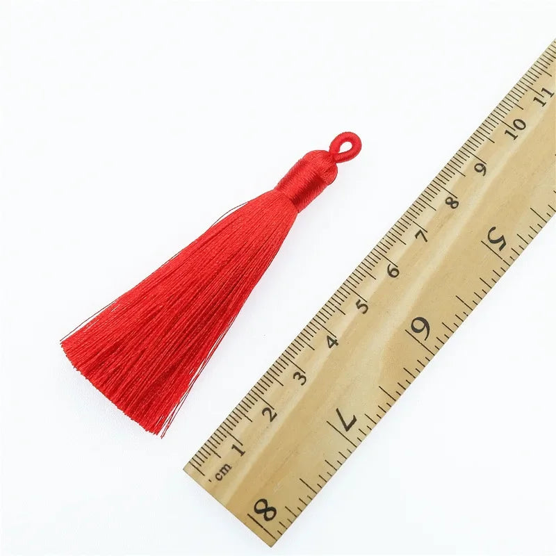 lot dix pompons soyeux anneau métallique décoration rideau couture bijoux artisanat