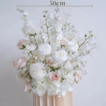 arrangement floral artificiel blanc romantique mariage roses orchidées gypsophile 80cm 40cm vase crème