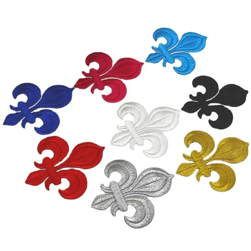 dentelle brodée fleur lys or argent polyester appliques patchs coudre broderie ecussons motifs ornements