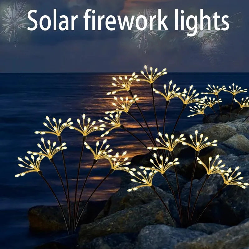 feux d'artifice solaires or blancs branches lumineuses extérieures ip65 led modernes