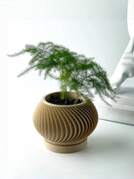 cache pot moderne rayures verticales couleur beige biodégradable pla durable écologiqueintérieur