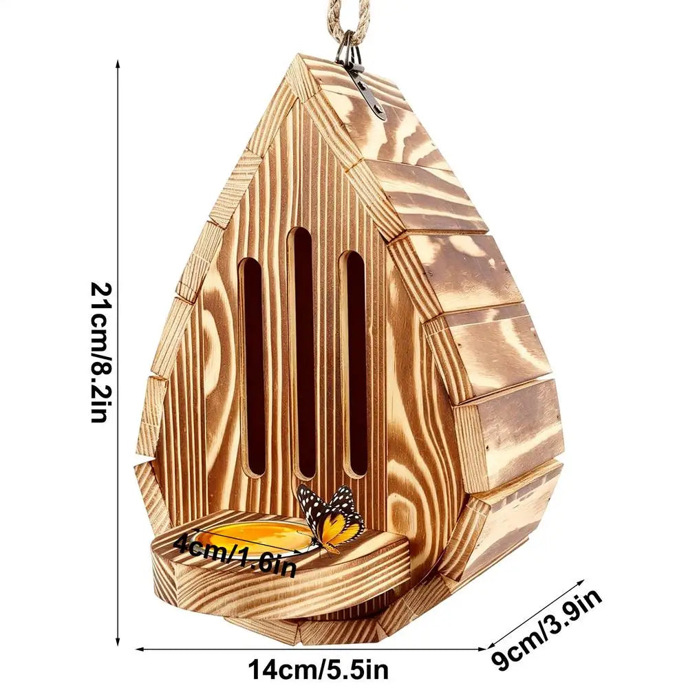 maison papillons bois naturel jardin balcon corde plateau nourriture simple fonctionnelextérieurhabitat