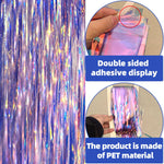 rideaux decoratifs franges scintillantes vert bleu violet argentés semi transparents adhésifs modernes festifs anniversaire