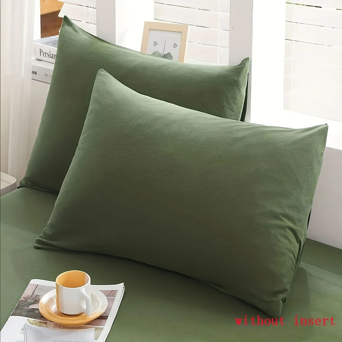taies d'oreiller uni vert olive moderne 100% polyester standard taillesiauxcoussins sansinsert
