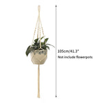 support plante suspendu macramé blanc boho artisanal anneau métallique pot plante