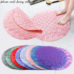 tapis bain anti dérapant moderne perforé motifs circulaires rose vert bleu gris violet
