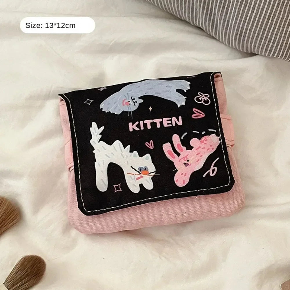 sac rangement réutilisable polyester rose noir blanc moderne mignon dessins animaux crèmes pinceau boîte