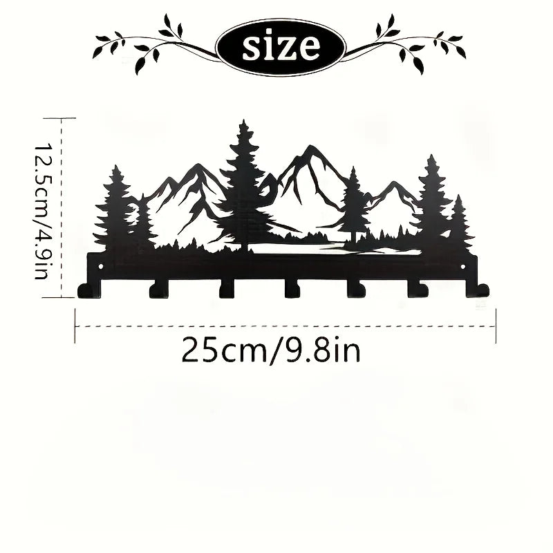 porte clés mural noir montagnes pins moderne rangement esthétique petits objets chambre salon