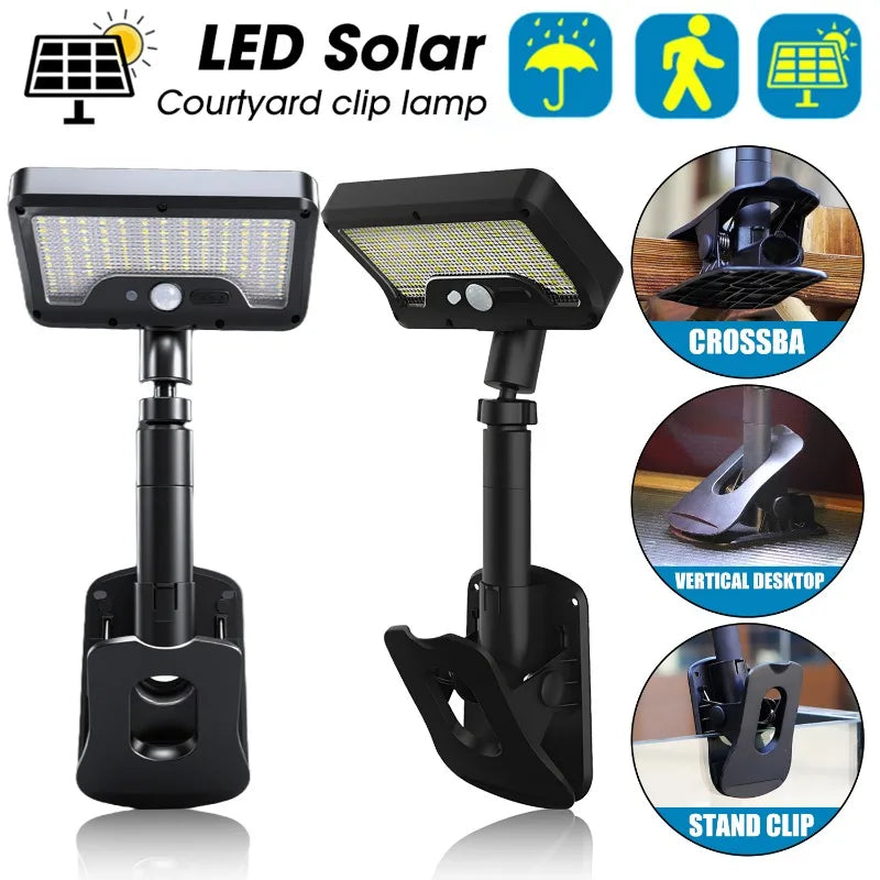 lampe solaire 92 led motion sensor ip65 étanche clip noir moderne extérieure allée jardin