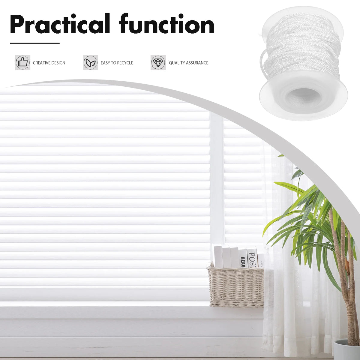 corde polyester blanc tissage moderne opacité remplacement store fenêtre accessoire rideau pull durable usage