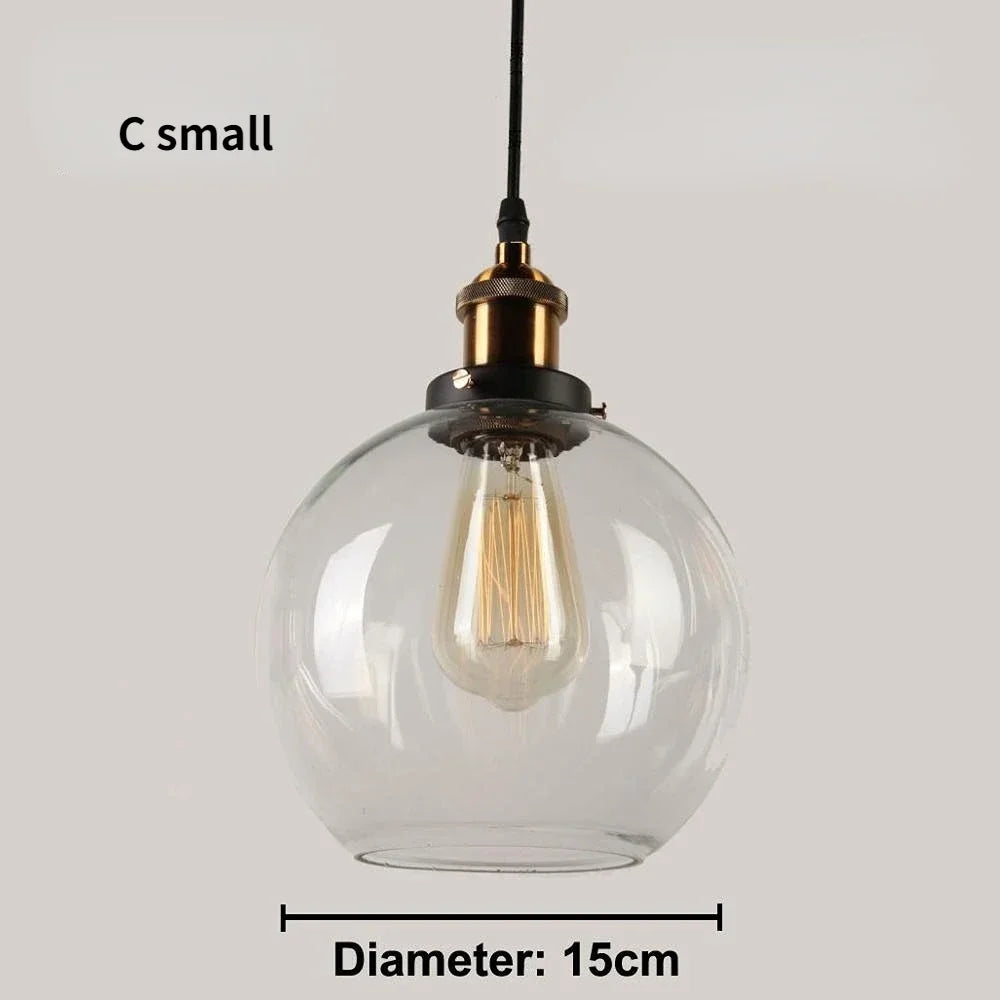 suspension lumineuse industrielle vintage ampoule filament verre transparent noir salon restaurant bar