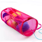 sac maille pratique moderne rose violet bleu boules laine poignée organise laines outils tricot