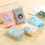 serviette main coton animée dessins animaux mignons enfant noël vert pastel roseclair bleuclair