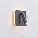 lampe murale moderne led noir fixée mur chargeur usb chambre entrée étude