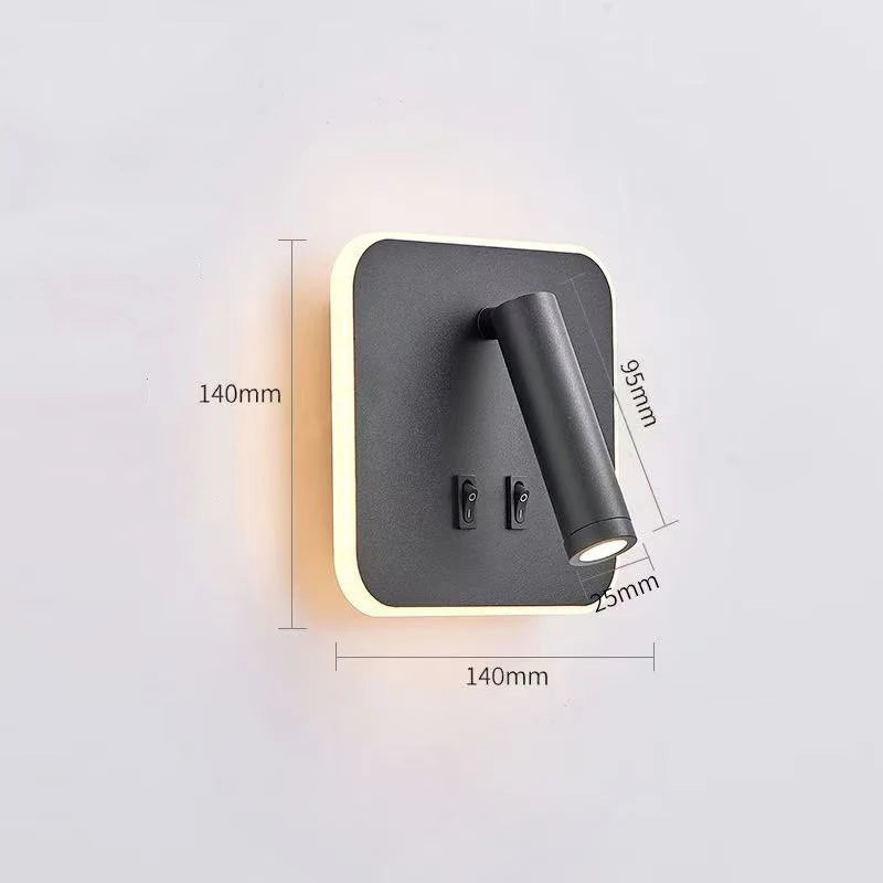lampe murale moderne led noir fixée mur chargeur usb chambre entrée étude