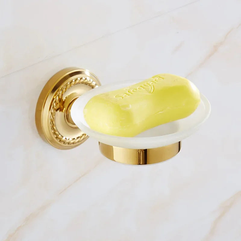 accessoires salle bain or chrome classiques porte savon serviettes anneau roulé fixations murales