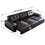 Canapé lit moderne simili cuir noir oreillers variable bed électrique 285cm