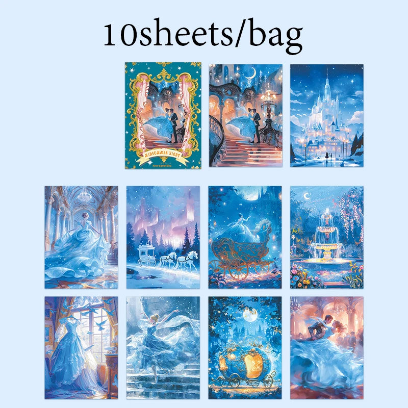autocollants décoration cartes postales motifs féeriques paysages personnages scrapbooking bricolage opaques