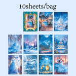 autocollants décoration cartes postales motifs féeriques paysages personnages scrapbooking bricolage opaques