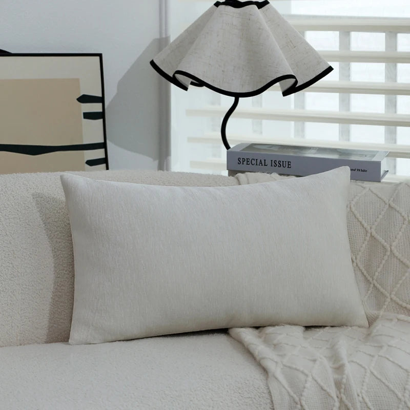 housse coussin chenille solide bleu marine noir vert foncé contemporain voiture canapé sofa chambre