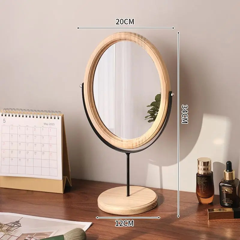 miroir cosmétique classique bois marron foncé pied central ornement décoration chambre erotique