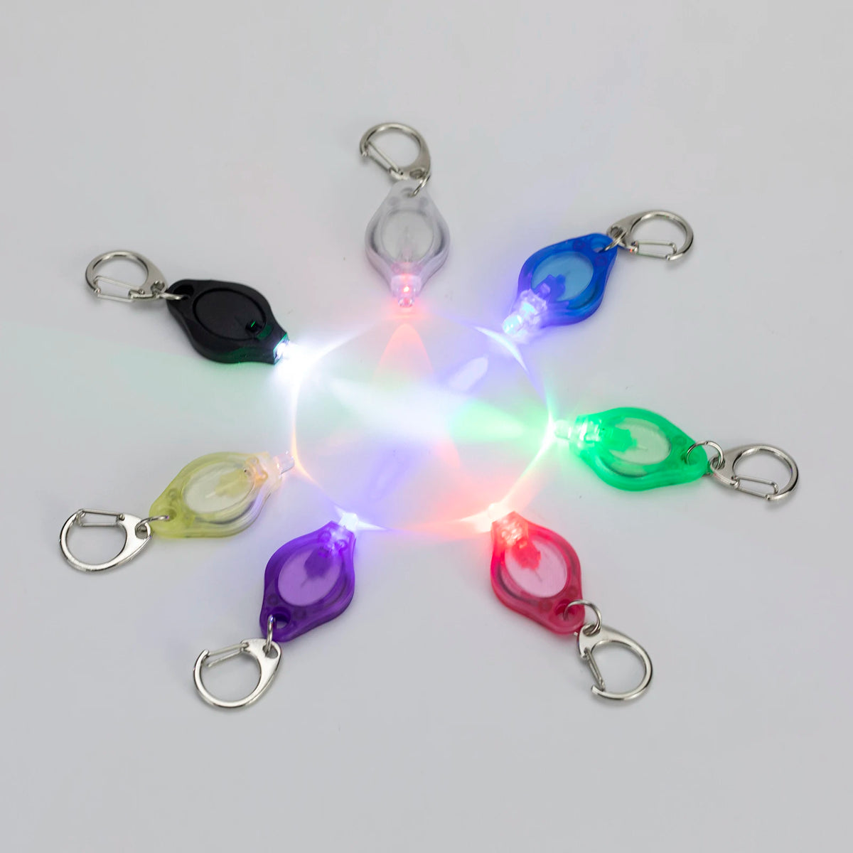 porte clés lumineux led miniature lampe poche portable éclairage secours anneau noir transparent