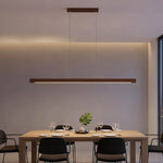 lampe suspendue bois naturel moderne lustre led long salle manger cuisine salon minimaliste