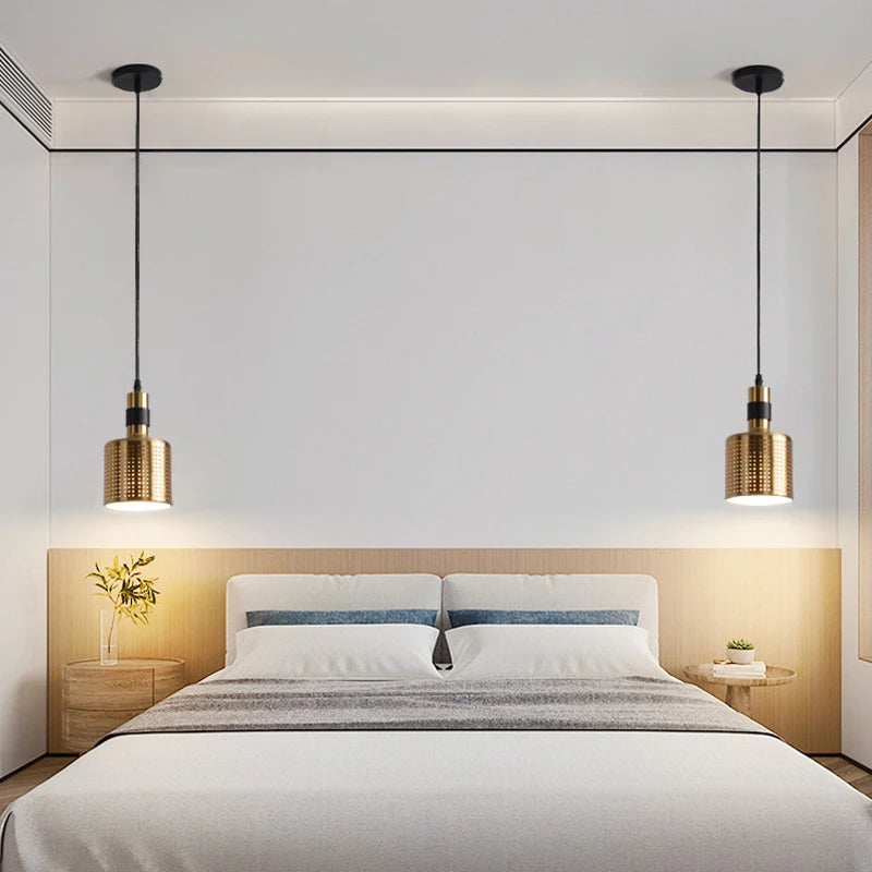 lampe suspendue moderne dorée perforée salon chambre 2000 lumens ajustable 90 260V