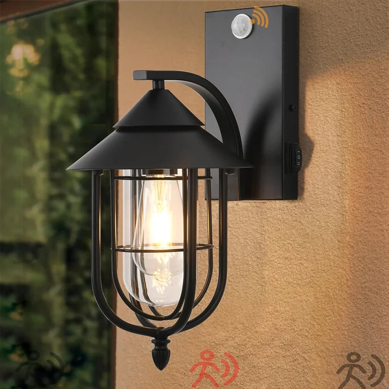 lampe murale extérieure noire classique cage transparente interrupteur mural flux lumineux 249 2000 led