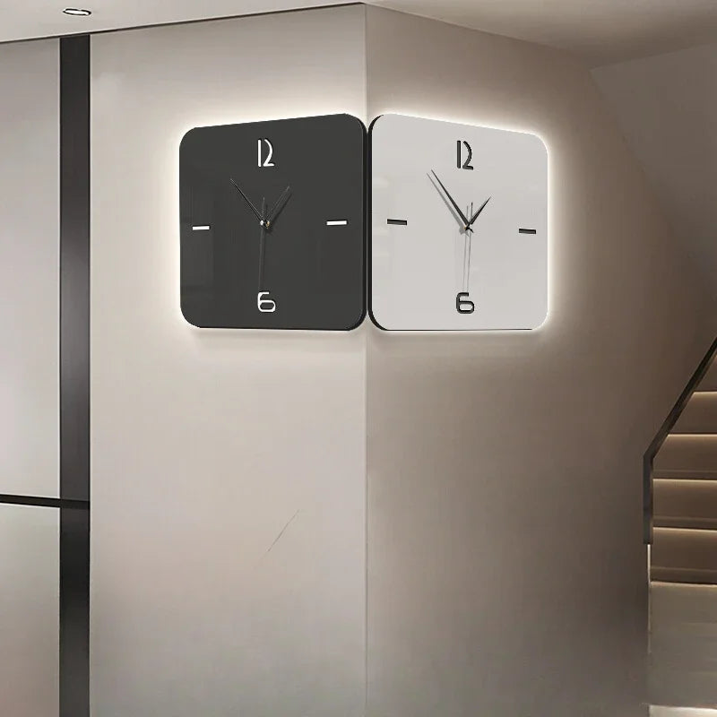 horloge murale carrée moderne noir blanc minimaliste décoration salon chambre intérieur
