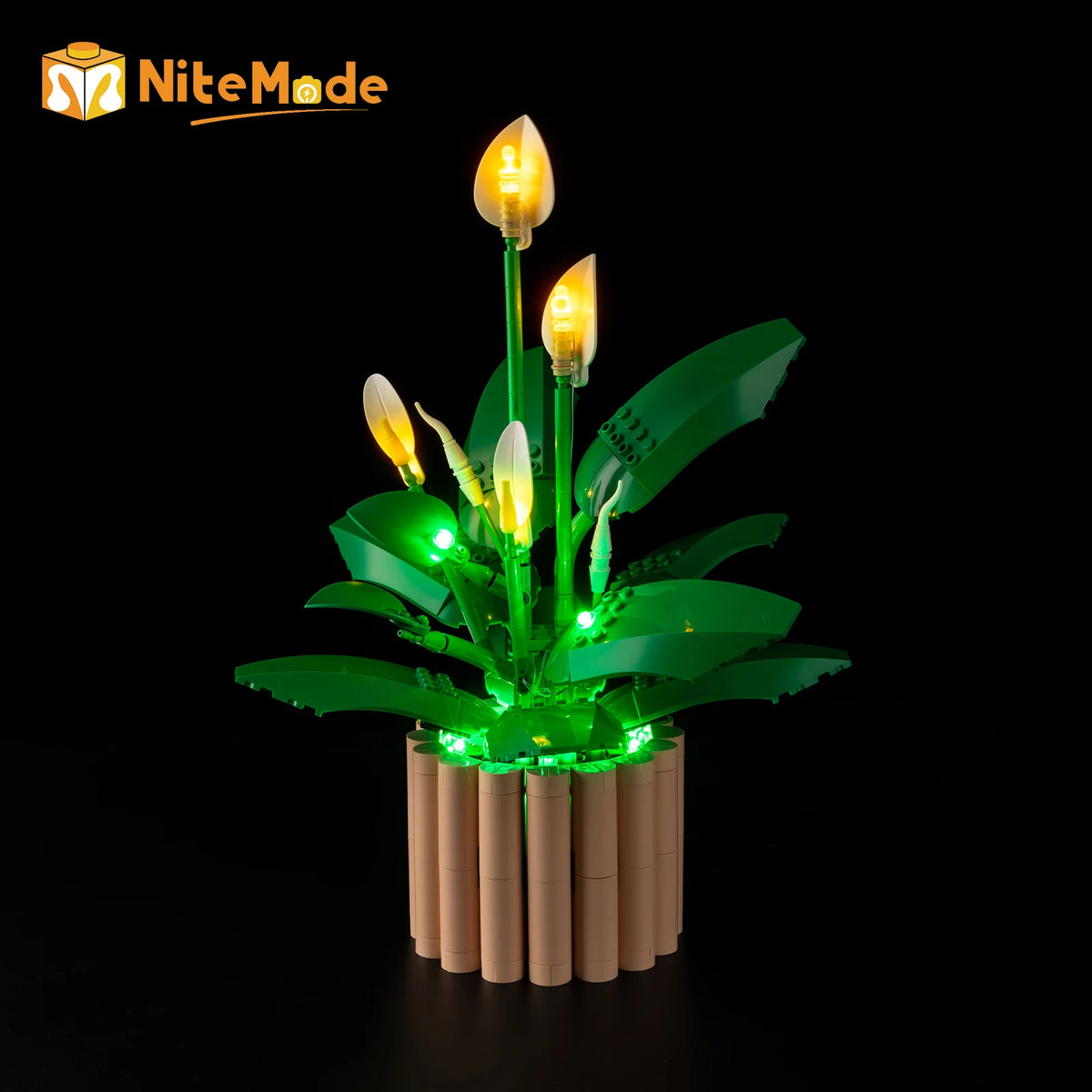 plante artificielle lumineuse feuilles larges éclairage led moderne décoration base vase cable usb
