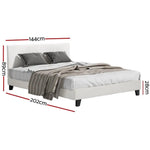 lit moderne blanc tête lit texturée pieds noirs minimaliste fixations métalliques