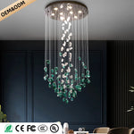 suspension lumineuse led moderne cristal transparent vert blanc