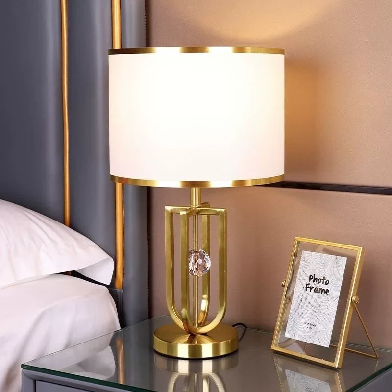 lampe table moderne or noir tissu beige base plate sans fixation led 21cm 41cm