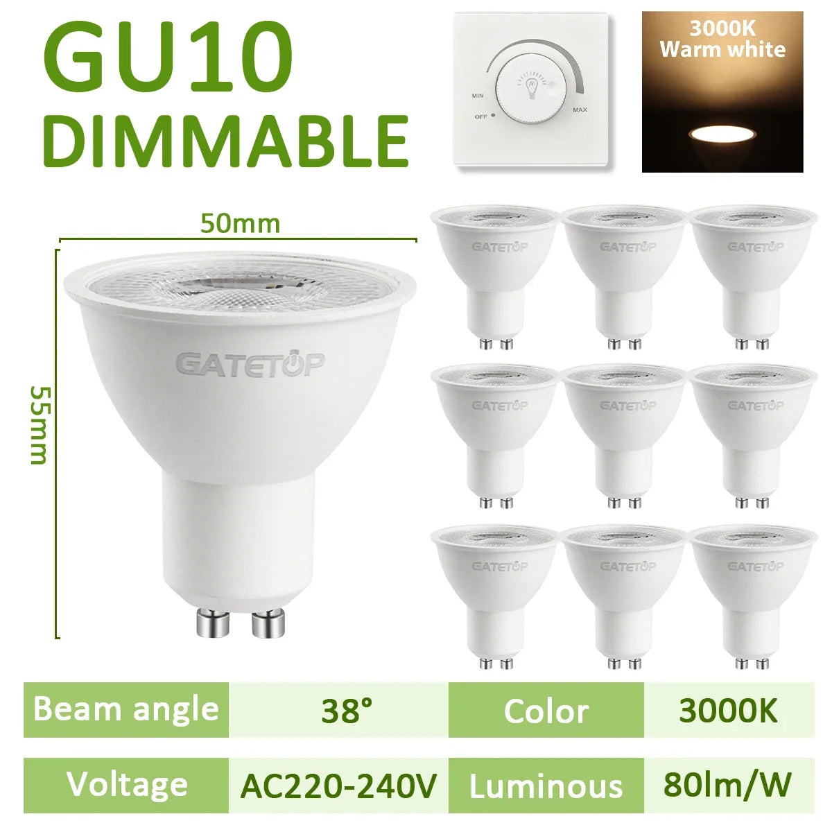ampoule led gu10 blanc moderne rail éclairage intérieur maison chambre salon projecteur 50w