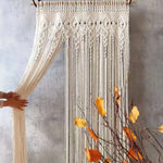 rideau macramé boho chic beige motifs géométriques opacité tissu coton machine eyelets chambre salon
