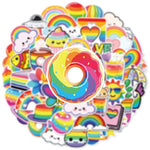 sticker mignon dessin animé arc ciel multicolore coeur nuage papillon 30pcs