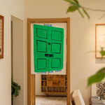 Rideau porte vert moderne motif porte, clips, sac support, opaque, maison